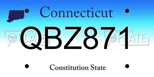 QBZ871 Connecticut License Plate