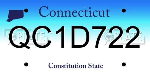 QC1D722 Connecticut License Plate