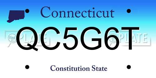 QC5G6T Connecticut License Plate