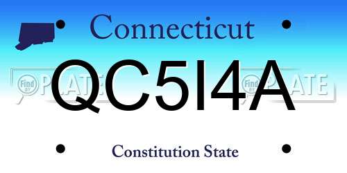 QC5I4A Connecticut License Plate
