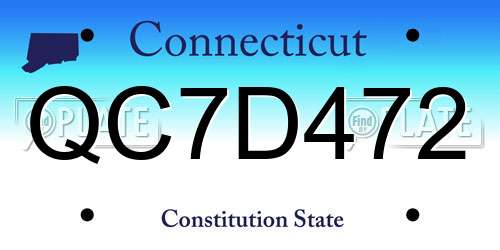 QC7D472 Connecticut License Plate