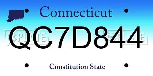 QC7D844 Connecticut License Plate