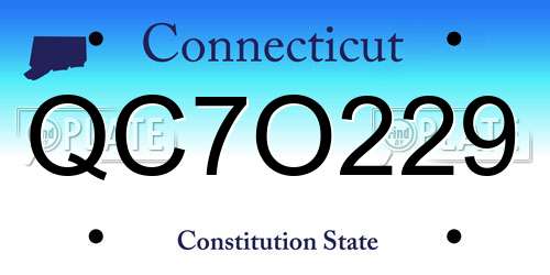 QC7O229 Connecticut License Plate