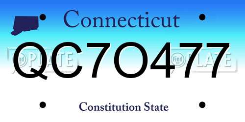 QC7O477 Connecticut License Plate