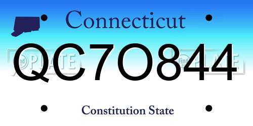 QC7O844 Connecticut License Plate