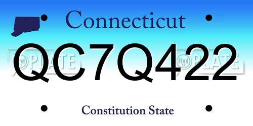 QC7Q422 Connecticut License Plate