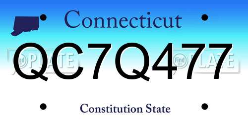 QC7Q477 Connecticut License Plate