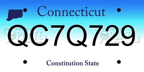 QC7Q729 Connecticut License Plate