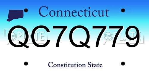 QC7Q779 Connecticut License Plate