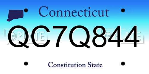 QC7Q844 Connecticut License Plate