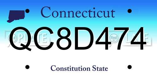 QC8D474 Connecticut License Plate