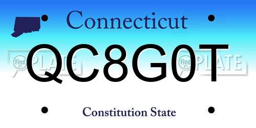 QC8G0T Connecticut License Plate