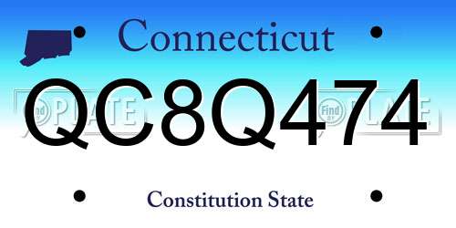 QC8Q474 Connecticut License Plate