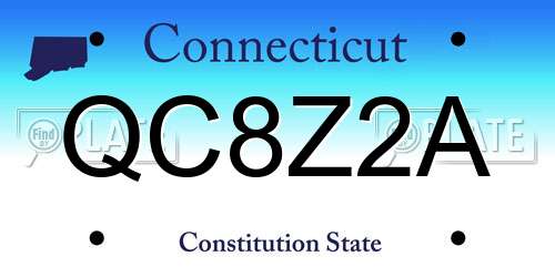QC8Z2A Connecticut License Plate