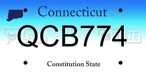 QCB774 Connecticut License Plate