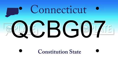 QCBG07 Connecticut License Plate