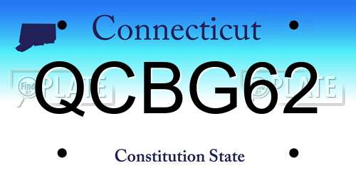 QCBG62 Connecticut License Plate