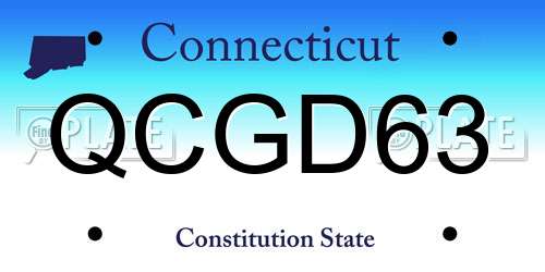 QCGD63 Connecticut License Plate