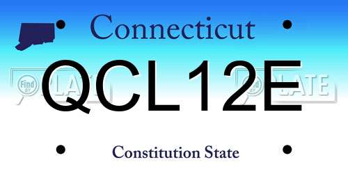 QCL12E Connecticut License Plate