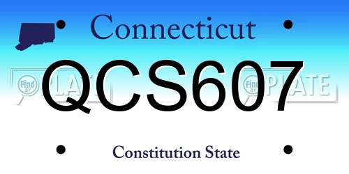 QCS607 Connecticut License Plate