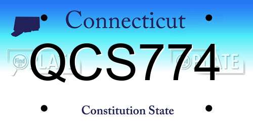 QCS774 Connecticut License Plate