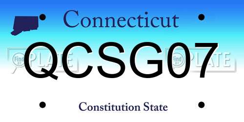 QCSG07 Connecticut License Plate