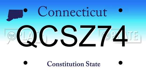 QCSZ74 Connecticut License Plate