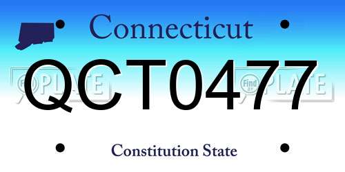 QCT0477 Connecticut License Plate
