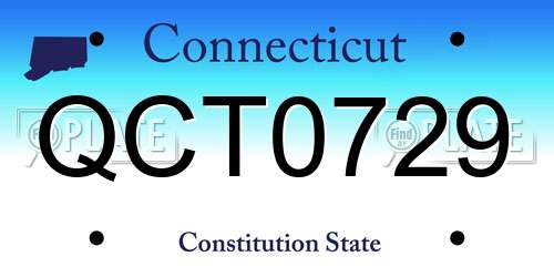 QCT0729 Connecticut License Plate