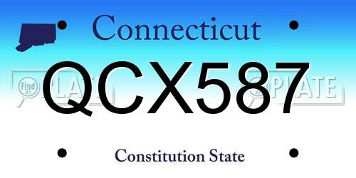 QCX587 Connecticut License Plate
