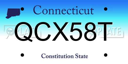 QCX58T Connecticut License Plate