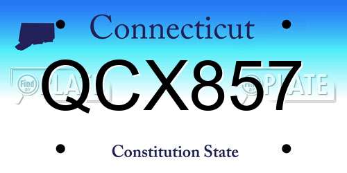 QCX857 Connecticut License Plate