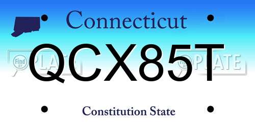 QCX85T Connecticut License Plate