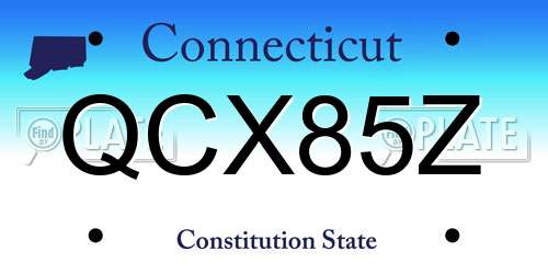 QCX85Z Connecticut License Plate