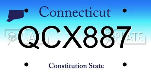 QCX887 Connecticut License Plate