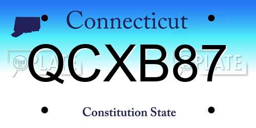 QCXB87 Connecticut License Plate