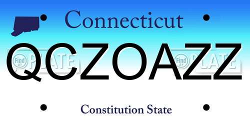 QCZOAZZ Connecticut License Plate