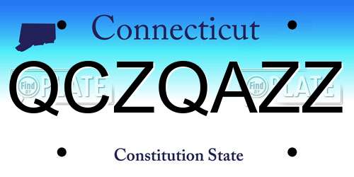 QCZQAZZ Connecticut License Plate