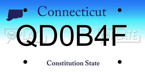 QD0B4F Connecticut License Plate