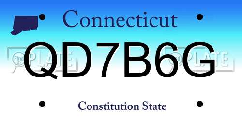 QD7B6G Connecticut License Plate