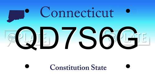 QD7S6G Connecticut License Plate