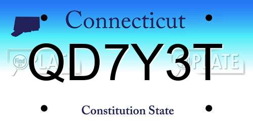QD7Y3T Connecticut License Plate
