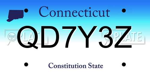 QD7Y3Z Connecticut License Plate