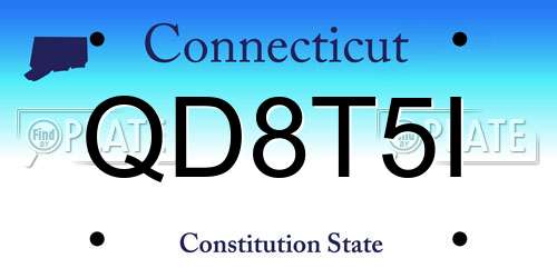 QD8T5I Connecticut License Plate