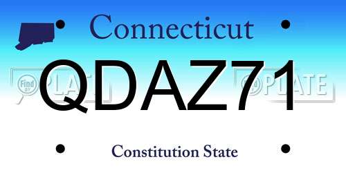 QDAZ71 Connecticut License Plate