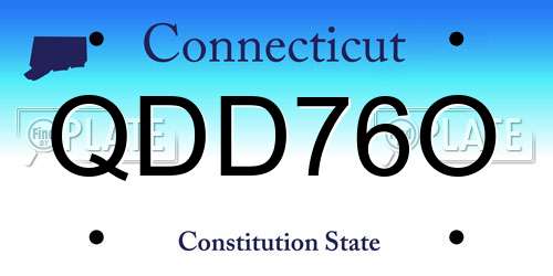 QDD76O Connecticut License Plate