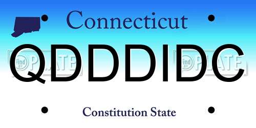 QDDDIDC Connecticut License Plate