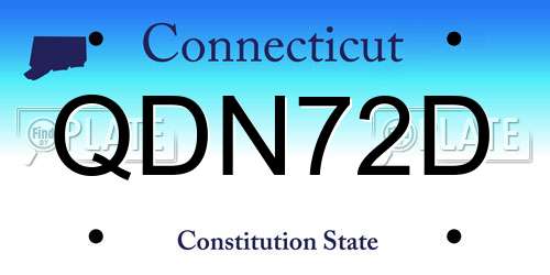 QDN72D Connecticut License Plate