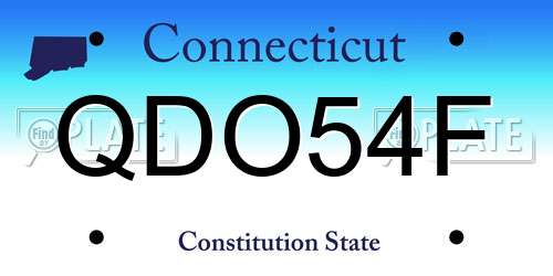 QDO54F Connecticut License Plate