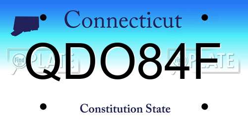 QDO84F Connecticut License Plate
